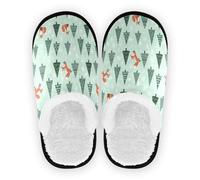 GuoChe Pantofole da donna in pile peloso antiscivolo spa hotel ospiti pantofole per interni ed esterni invernali camera da letto M, Alberi Di Volpi Verde Chiaro Di Natale, Medium