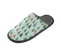 GuoChe Pantofole da donna per interni da donna pantofole da casa pantofole da letto per le donne, Alberi Di Volpi Verde Chiaro Di Natale, 10.5-11