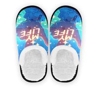 GuoChe Pantofole da donna Spa Scarpe da casa in pile peloso suola antiscivolo leggere scarpe da casa indoor outdoor inverno camera da letto M, Mano Gesto Due Dita Su La Mia Vita, Large