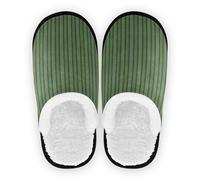 GuoChe Pantofole da spa da donna, in pile corallo, antiscivolo, morbide, calde, divertenti, per interni ed esterni, invernali, camera da letto, Striscia grigio-verde, Large