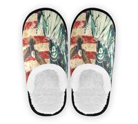 GuoChe Pantofole da spa da donna, in pile corallo, suola antiscivolo, pantofole per interni ed esterni, invernali, camera da letto, M, Bandiera del giorno dei presidenti Usa e Lady Liberty, Medium