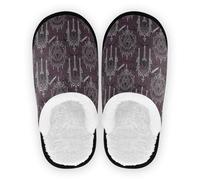 GuoChe Pantofole da spa da donna, in pile peloso, antiscivolo, morbide, per casa, interni, M, Reticolo senza giunte gotico, Large