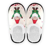GuoChe Pantofole da spa da donna in pile peloso con suola in gomma antiscivolo, pantofole per casa, hotel, viaggi, camera da letto, aeroplano, festa, M, Buon Natale Cartoon Nani, Large