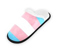 GuoChe Pantofole morbide antiscivolo per casa pantofole da casa per camera da letto, hotel, viaggi, spa, bandiera transgender, blush, blu, arcobaleno, orgoglio Lgbt, mese parata, Bandiera Transgender