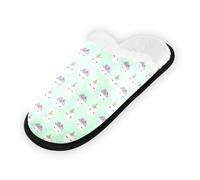 GuoChe Pantofole morbide antiscivolo per interni casa, scarpe per camera da letto, hotel, viaggi, spa, motivo mini equino, Motivo mini equino denso menta, Large