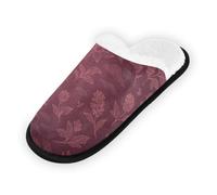 GuoChe Pantofole morbide antiscivolo per interni, pantofole da casa, per camera da letto, hotel, viaggi, spa, bordeaux floreale damascato, Damasco Floreale Borg, Medium