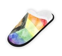 GuoChe Pantofole morbide antiscivolo per interni, pantofole da casa, scarpe per camera da letto, hotel, viaggi, spa, bandiera arcobaleno, Bandiera arcobaleno Progress Pride, Medium