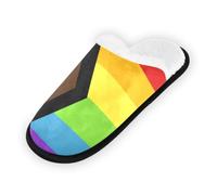GuoChe Pantofole morbide antiscivolo per interni, pantofole da casa, scarpe per camera da letto, hotel, viaggi, spa, bandiera arcobaleno