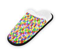 GuoChe Pantofole morbide antiscivolo per interni, pantofole da casa, scarpe per camera da letto, hotel, viaggi, spa, stampa arcobaleno puzzle, Stampa puzzle arcobaleno, Medium
