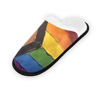 GuoChe Pantofole morbide antiscivolo per interni, pantofole da casa, scarpe per camera da letto, hotel, viaggi, spa, bandiera arcobaleno