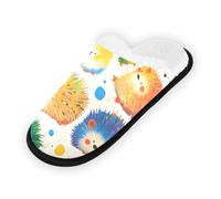 GuoChe Pantofole morbide antiscivolo per interni, pantofole per casa, camera da letto, hotel, viaggi, spa, ricci, arcobaleno su crema, Ricci arcobaleno su crema, Medium