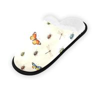 GuoChe Pantofole morbide antiscivolo per interni pantofole per casa scarpe per camera da letto hotel viaggi spa vibrante farfalla scarabeo libellula modello senza cuciture colorato estate insetto