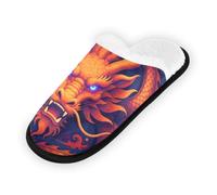 GuoChe Pantofole morbide antiscivolo per interni, pantofole per la casa, per camera da letto, hotel, viaggi, spa, drago, arte colorata, animale astratto, Dessin Graphique, drago, Dragon Art Coloré