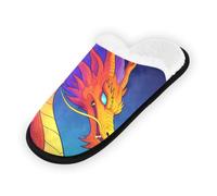 GuoChe Pantofole morbide antiscivolo per interni, pantofole per la casa, per camera da letto, hotel, viaggi, spa, drago, arte colorata, animale astratto, Dessin Graphique, drago, Dragon Art Coloré