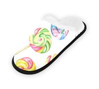 GuoChe Pantofole morbide antiscivolo per interni, scarpe da casa, per camera da letto, hotel, viaggi, spa, lecca-lecca arcobaleno su sfondo bianco, Lecca lecca arcobaleno su bianco, Large