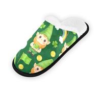 GuoChe Pantofole morbide antiscivolo per interni, scarpe da casa, per camera da letto, hotel, viaggi, spa, giorno di San Patrizio, gnomo e arcobaleno, Gnomo e arcobaleno per il giorno di San Patrizio