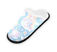 GuoChe Pantofole morbide antiscivolo per interni, scarpe da casa, per camera da letto, hotel, viaggi, spa, principesse delle fate su sfondo blu floreale