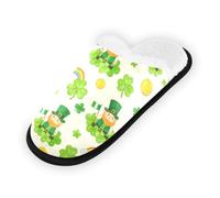 GuoChe Pantofole morbide antiscivolo per interni, scarpe da casa per camera da letto, hotel, viaggi, spa, giorno di San Patrizio, leprechaun e arcobaleno, Festa di San Patrizio Leprechaun & Arcobaleno