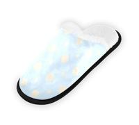 GuoChe Pantofole morbide antiscivolo per interni, scarpe da casa per camera da letto, hotel, viaggi, spa, sale marino blu e sabbia chiara a pois, Pois blu sale marino e sabbia chiara, Large