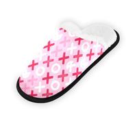 GuoChe Pantofole morbide antiscivolo per interni, scarpe da casa per camera da letto, hotel, viaggi, spa, motivo Xoxo in rosa e rosso, per San Valentino per ragazze Xoxo, Xoxo Pattern in Blush e Rosso