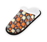 GuoChe Pantofole morbide antiscivolo per interni, scarpe da casa per camera da letto, hotel, viaggi, spa, foglie autunnali, zucca, spezie, raccolto felice autunno