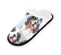GuoChe Pantofole morbide antiscivolo per interni, scarpe da casa, per camera da letto, hotel, viaggi, spa, pirata bernese, cani di montagna su bianco e fantasmi su oro, Pirata Bernese Mountain Dogs su