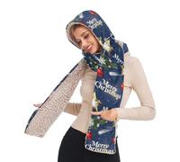 GuoChe Pashmina Like Travel Scarf Cute Merry Christmas Golden Star con cappuccio con tasche cappello guanti set bufandas para mujer per uomini e donne