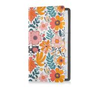 GuoChe Passport Holder Women Orange Blue Buffalo Plaid PU Leather Passport Covers Travel Accessory 5.7 * 4.3in
