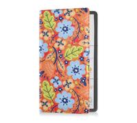 GuoChe Passport Holder Women Pale Floral Yellow Blue Leaves PU Leather Passport Covers Travel Accessory 5.7 * 4.3in