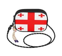 GuoChe Piccola borsa a tracolla nera da donna alla moda con scomparti per carte di credito borsa a tracolla Walk the dog, Bandiera nazionale della Georgia, One Size, Colorato