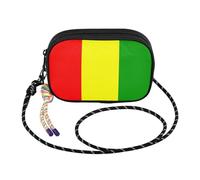 GuoChe Piccola borsa a tracolla nera da donna alla moda con scomparti per carte di credito borsa a tracolla Walk the dog, Bandiera nazionale della Guinea, One Size