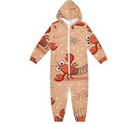 GuoChe Pigiama 1 pezzo per bambini in peluche con zip con cappuccio abbigliamento per la casa 5-14T modello aragosta, Colorato, 4 anni