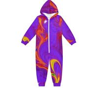 GuoChe Pigiama a 1 pezzo per adolescenti, in pile, con cerniera, con cappuccio, abbigliamento per la casa, 5-14T, viola e rosso, Colorato, 12-13 Anni