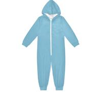 GuoChe Pigiama casual unisex in pile con cerniera con cappuccio per adolescenti abbigliamento domestico 5-14T azzurro cielo, Colorato, 13-14 Anni
