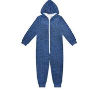GuoChe Pigiama intero da bambina, in flanella, con cerniera, con cappuccio, unisex, per ragazzi e ragazze, abbigliamento per la casa 5-14T, blu scuro, Colorato, 4 anni
