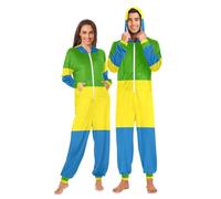 GuoChe Pigiama monopezzo unisex per adulti per donne e uomini, abbigliamento da notte con cappuccio, Bandiera nazionale del Gabon, S