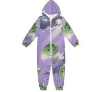 GuoChe Pigiama per bambini in pile con cerniera con cappuccio abbigliamento per la casa 5-14T magici foglie e cielo, Colorato, 12-13 Anni