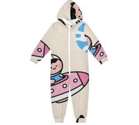 GuoChe Pigiama unisex per bambini, in peluche, con cerniera, con cappuccio, per ragazzi e ragazzi, abbigliamento per la casa 5-14T spazio, Colorato, 7-8 anni
