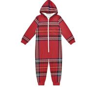 GuoChe Pigiama unisex per bambini in pile con cerniera con cappuccio per ragazzi ragazze regali abbigliamento per la casa 5-14T Plaid Scozia rosso, Colorato, 7-8 anni