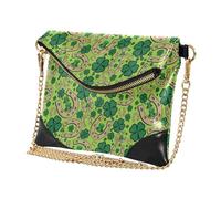 GuoChe Pochette da donna in pelle PU casual borse da sera per Lady Clover ferro di cavallo e cappello da leprechaun