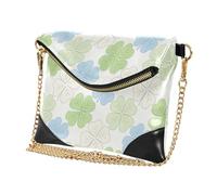 GuoChe Pochette da donna in pelle PU elegante portafoglio da polso per donna blu e verde trifoglio bianco