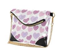 GuoChe Pochette in pelle PU per le donne stile minimalista portafoglio da polso per festa viola blush glitter cuore