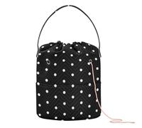 GuoChe Pois bianchi su sfondo nero Borse per filati Crochet Hook Organizer con fori Borse di stoccaggio per strumenti a maglia Forniture per maglieria