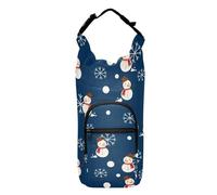 GuoChe Porta bottiglia d'acqua con pupazzo di neve di Natale blu scuro facile da trasportare per passeggiate bottiglia d'acqua borsa per il trasporto per escursioni, adatta per bottiglie da 590 ml,