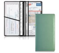 GuoChe Porta carte di registrazione e assicurazione auto in pelle per uomo e donna, portadocumenti per documenti, patente di guida, chiavi di contatto, carte di contatto verde scuro sfumato