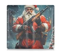 GuoChe Porta carte di registrazione e assicurazione in pelle per uomo e donna, portafoglio accessori custodia per documenti, carte, patente di Babbo Natale con fucile in brillante luce festiva