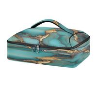 GuoChe Porta-cibo isolato per pizza isolamento termico superiore leggero design portatile riunioni di famiglia tutte le occasioni uso marmo turchese marrone