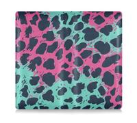 GuoChe Porta documenti in pelle di alta qualità per documenti e tessere, con stampa leopardata rosa e verde