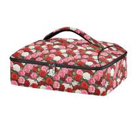 GuoChe Porta pizza isolato in poliestere e lamina di grado alimentare, per utensili e tovaglioli, per feste e barbecue, adatto per pizza e casseruola, rosso, fard, bianco, rosa floreale