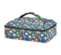 GuoChe Porta pizza isolato superiore isolamento termico in rete con cerniera accessorio tasca Potluck feste e barbecue per tutte le occasioni Uso sfondo beige fiore rosa